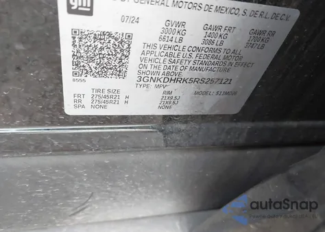 2024 Chevrolet Blazer Ev Rwd Rs from USA, damaged, VIN 3GNKDHRK5RS257121